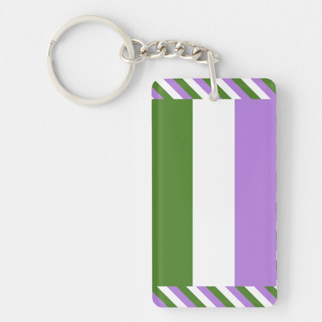 Genderqueer Pride Flag Key Ring (Front)