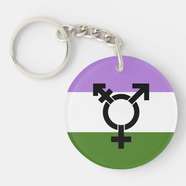 Genderqueer Pride Flag Key Ring (Front)