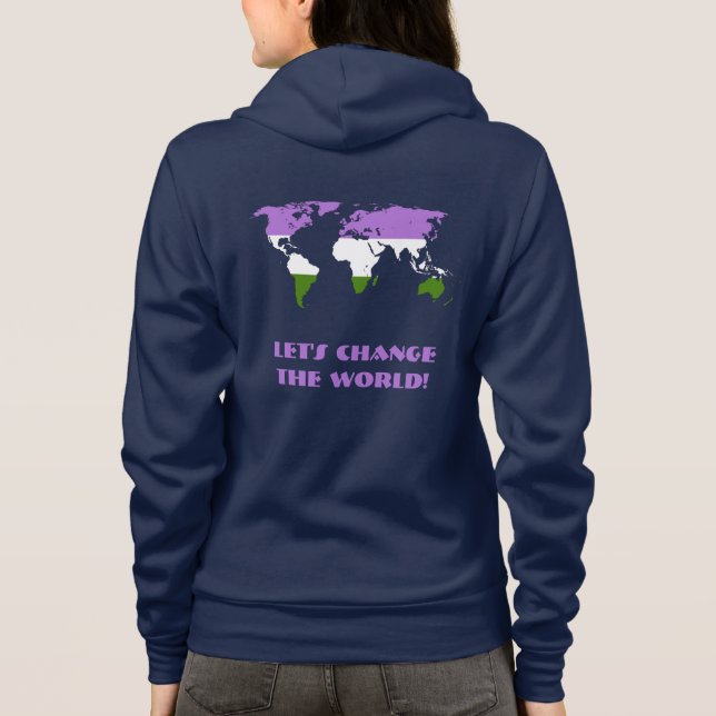 Genderqueer Pride flag pride world map Hoodie (Back)