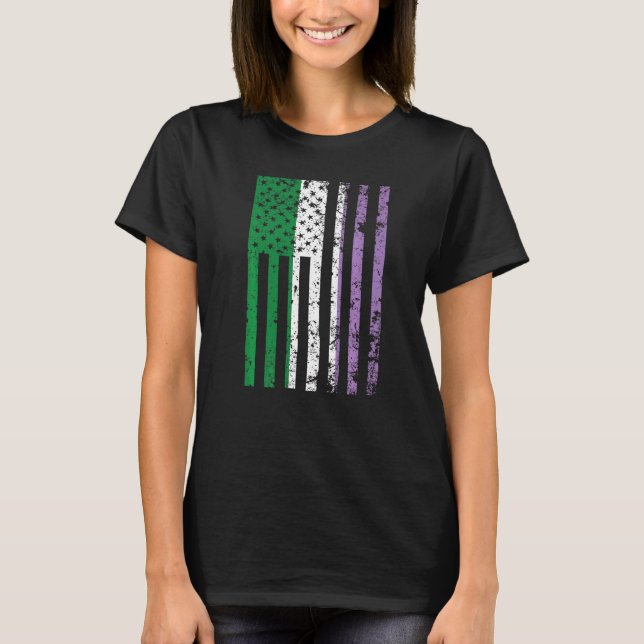Genderqueer Pride Flag Usa American Genderqueer Fl T-Shirt (Front)