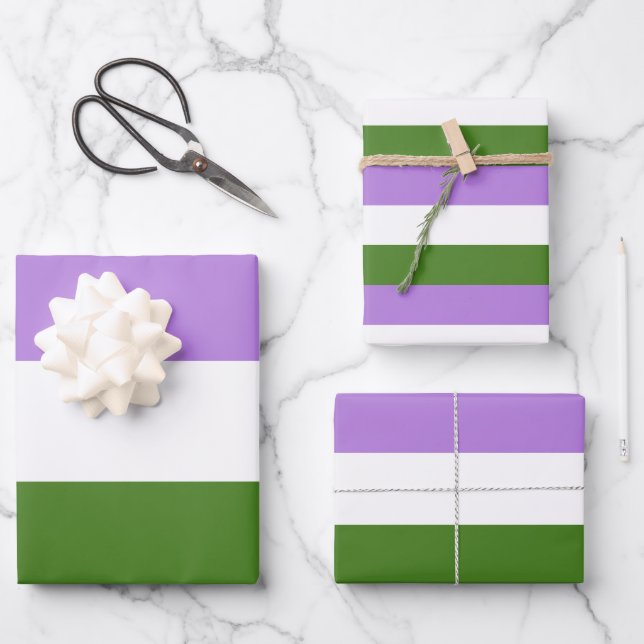 Genderqueer Pride Flag Wrapping Paper Sheet (Front)