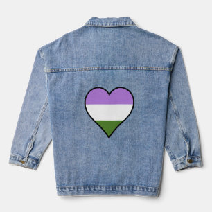 Genderqueer pride heart denim jacket