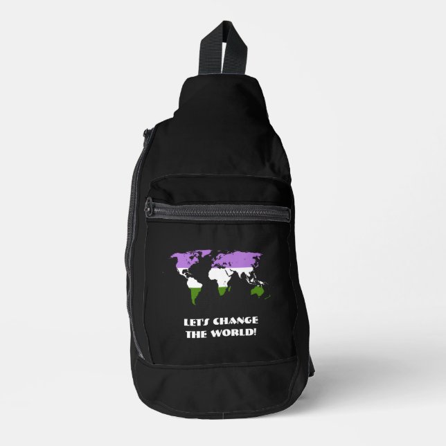 Genderqueer Pride Map of The World  Sling Bag (Front)