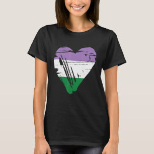 Genderqueer Pride Retro Heart Flag T-Shirt