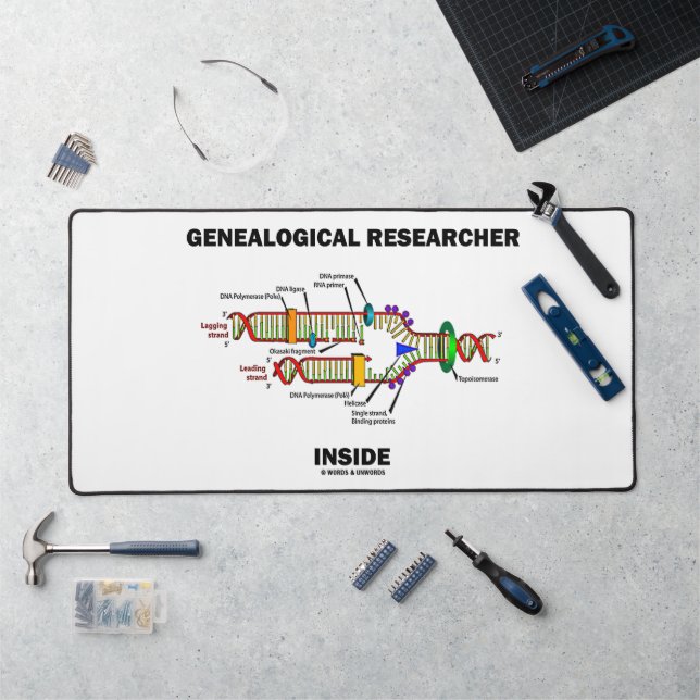 Genealogical Researcher Inside DNA Replication Desk Mat (Workstation)