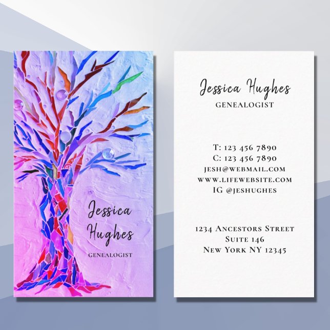 Genealogist Family History Family Tree Purple Business Card (Creator Uploaded)