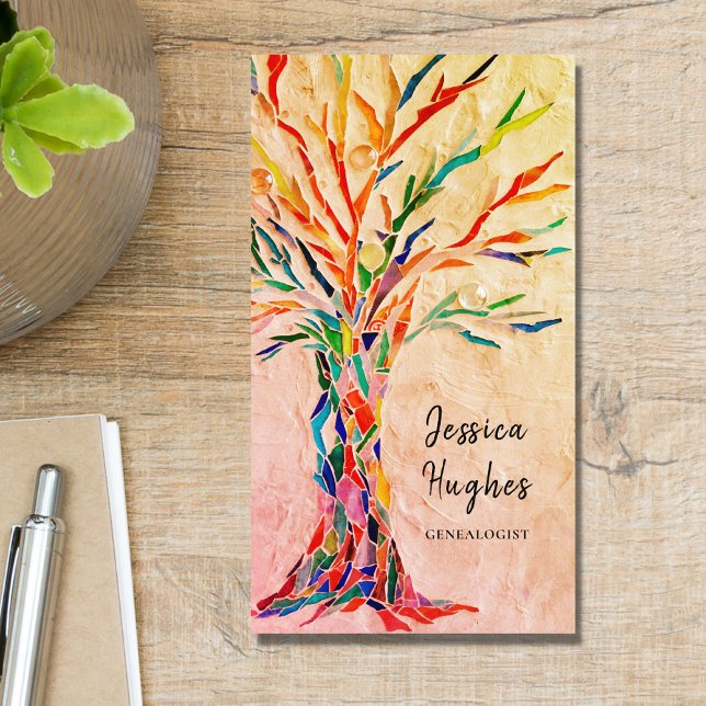 Genealogist Family Tree Beige Business Card (Creator Uploaded)