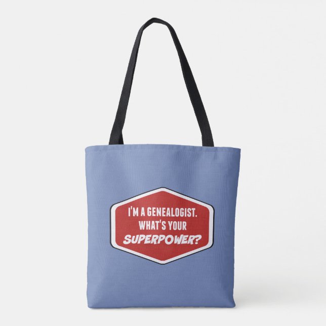Genealogist Superpower Custom Blue Tote Bag (Back)