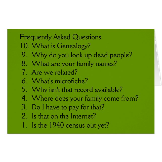 Genealogy - blank card (Front Horizontal)