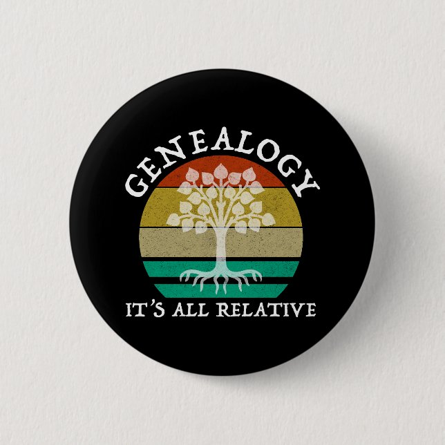 Genealogy - It's All Relative 6 Cm Round Badge (Front)