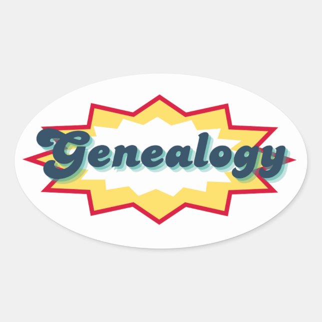 Genealogy Sticker, comic book pop design Oval Sticker (Front)