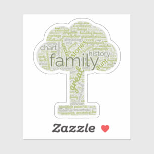 Genealogy Word Tree Custom-Cut Vinyl Sticker Green