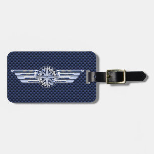 General Air Pilot Chrome Like Wings Compass Luggage Tag