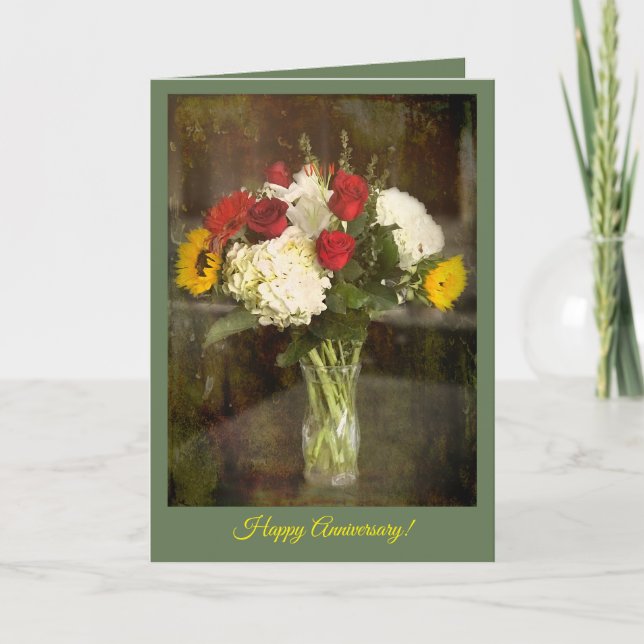 General Anniversary Card with Bouquet of Flowers (Front)