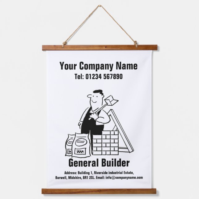 General Builder Cartoon Design Hanging Tapestry (Front)
