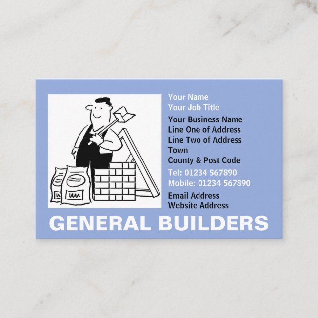 General Builders Cartoon Business Card (Front)