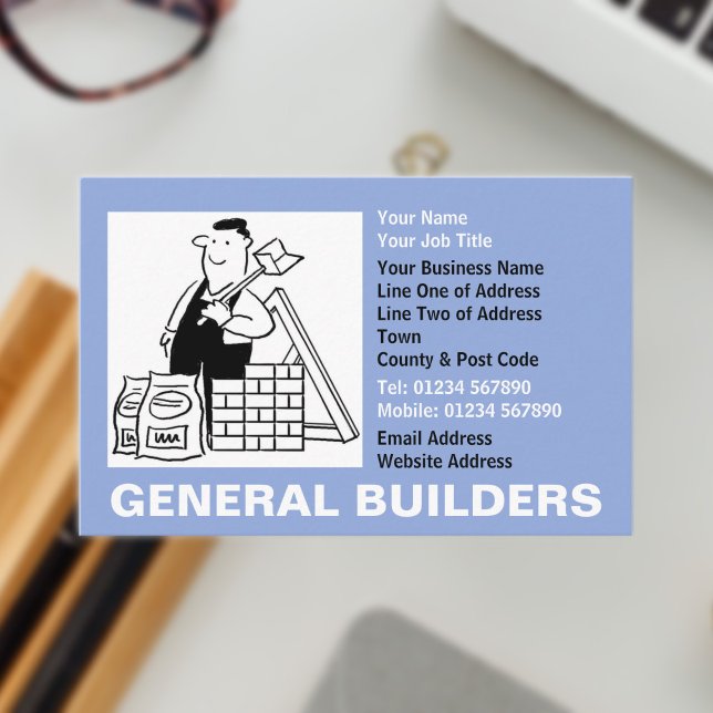 General Builders Cartoon Business Card (General Builders Business Card)