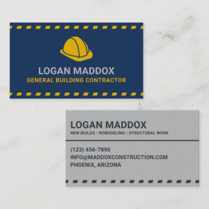 General Building Contractor Hardhat Dark Blue Business Card