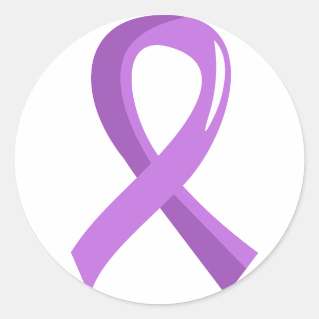 General Cancer Lavender Ribbon 3 Classic Round Sticker (Front)