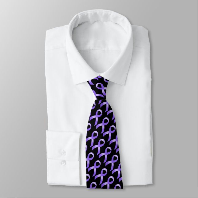 General Cancer - Lavender Ribbon Tie (Tied)