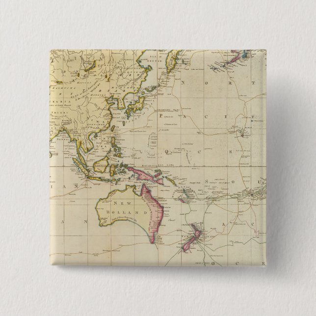 General chart historical map 15 cm square badge (Front)