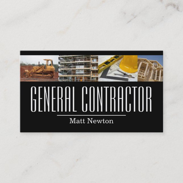 General Contractor Builder Manager Construction Business Card (Front)