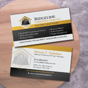General Contractor Construction services Business Card