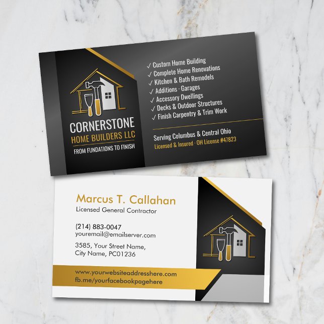 General Contractor Construction services Business Card (Creator Uploaded)