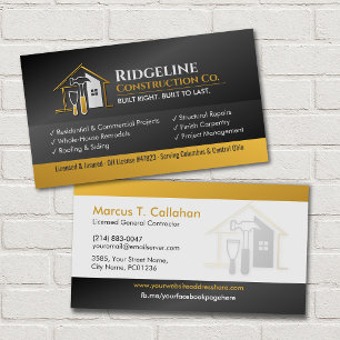 General Contractor Construction services Business Card