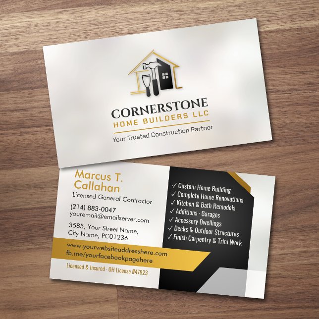 General Contractor Construction services Business Card (Creator Uploaded)