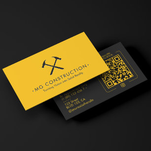General Contractor Construction Yellow Black Business Card
