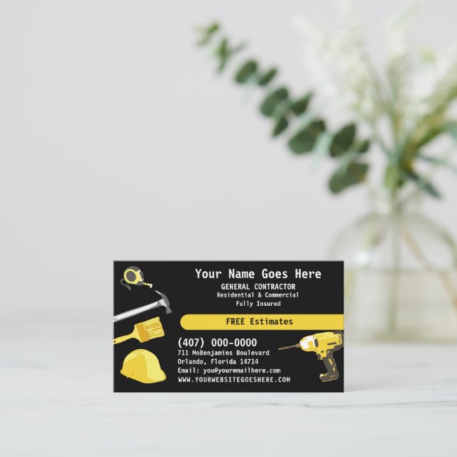 General Contractor HandyMan Do It All Template Bus Business Card (Standing Front)