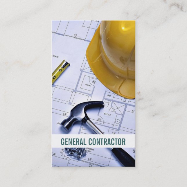 General Contractor Manager Builder Construction Business Card (Front)