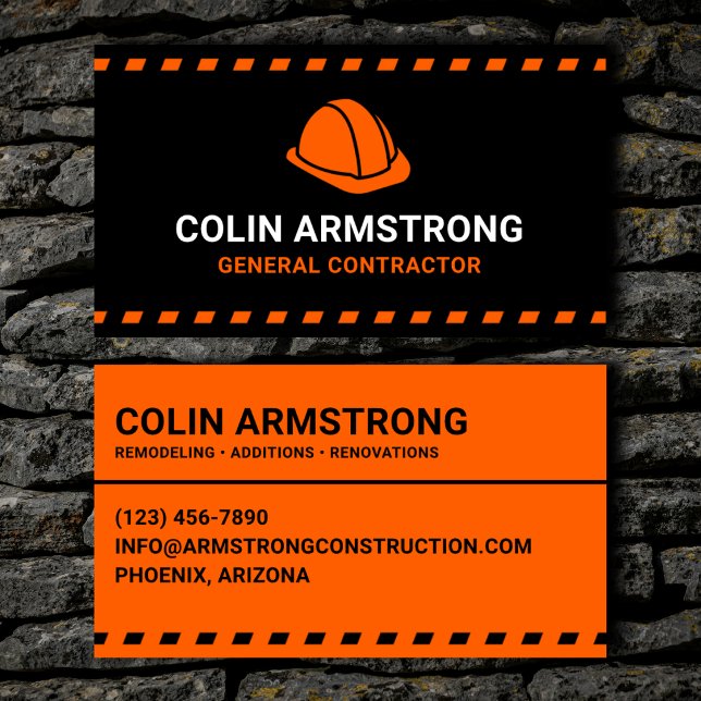 General Contractor Orange Hard Hat Business Card (Creator Uploaded)