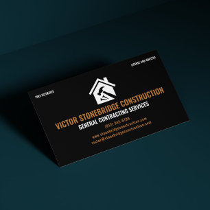 General Contractor Professional Black & Copper Business Card
