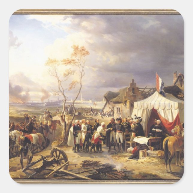 General De La Morliere Receiving the Surrender Square Sticker (Front)
