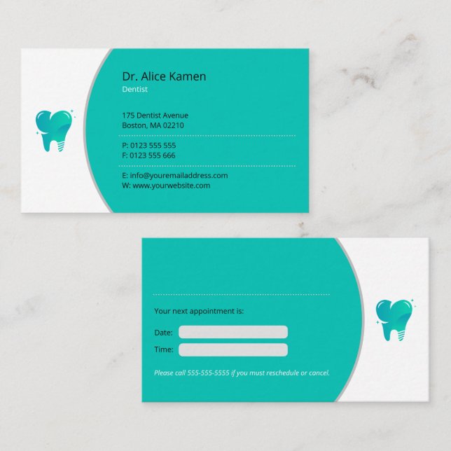 General Dentist | Teeth Appointment Card (Front/Back)