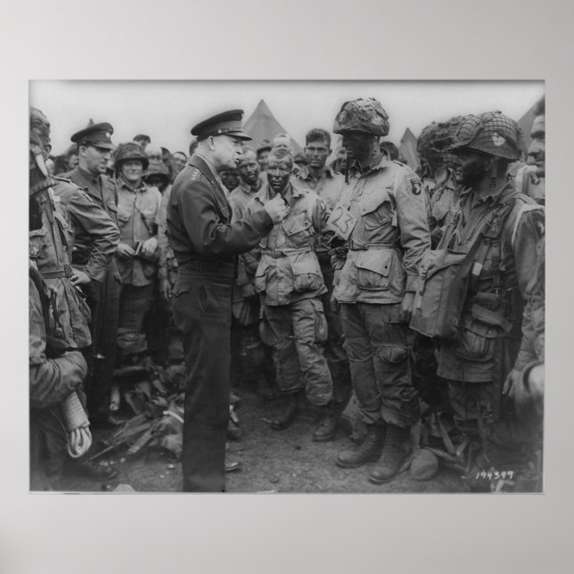General Dwight D. Eisenhower with Paratroopers Poster (Front)