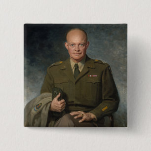 General Dwight Eisenhower 5 Star Painted Portrait 15 Cm Square Badge