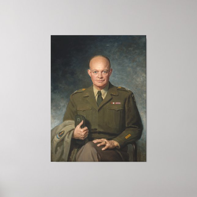 General Dwight Eisenhower 5 Star Painted Portrait Canvas Print (Front)