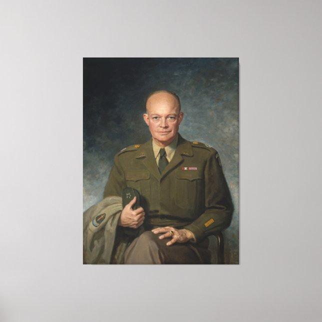 General Dwight Eisenhower 5 Star Painted Portrait Canvas Print (Front)