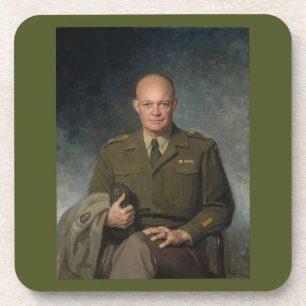 General Dwight Eisenhower 5 Star Painted Portrait Coaster