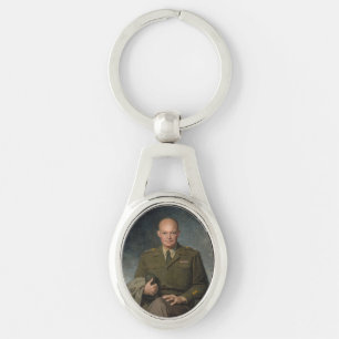 General Dwight Eisenhower 5 Star Painted Portrait Key Ring