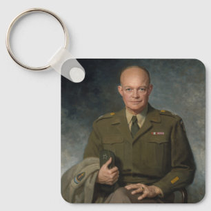 General Dwight Eisenhower 5 Star Painted Portrait Key Ring