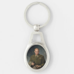General Dwight Eisenhower 5 Star Painted Portrait Key Ring