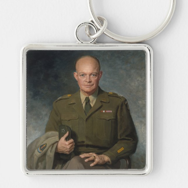 General Dwight Eisenhower 5 Star Painted Portrait Key Ring (Front)