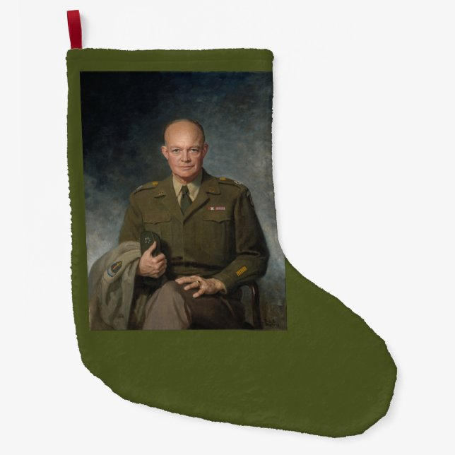 General Dwight Eisenhower 5 Star Painted Portrait Large Christmas Stocking (Front)