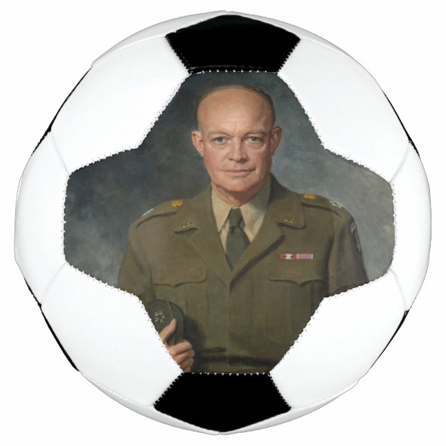 General Dwight Eisenhower 5 Star Painted Portrait Soccer Ball (Front)