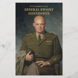 General Dwight Eisenhower 5 Star Painted Portrait Stationery
