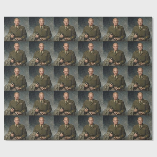 General Dwight Eisenhower 5 Star Painted Portrait Wrapping Paper (Flat)